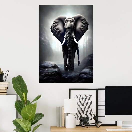 Walking Elephant | AI Art Poster (Thuiskantoor)