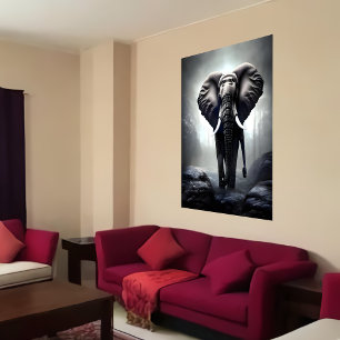 Walking Elephant   AI Art Poster