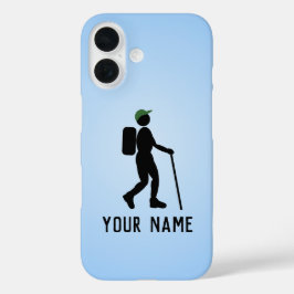 Walking Hiker Motief en jouw naam / tekst hemelsbl iPhone 16 Hoesje