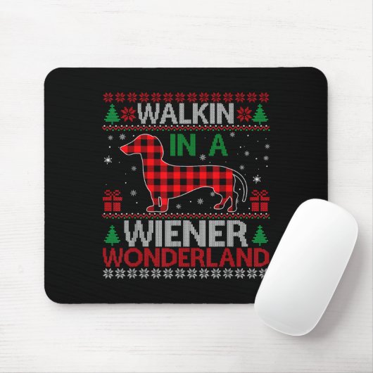 Walking In A Wiener Wonderland Funny Dachshund Chr Muismat (Met muis)