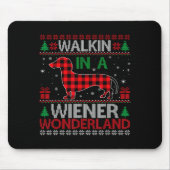 Walking In A Wiener Wonderland Funny Dachshund Chr Muismat (Voorkant)