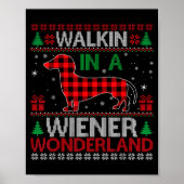 Walking In A Wiener Wonderland Funny Dachshund Chr Poster (Voorkant)