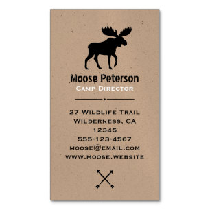 Walking Moose Silhouet   Wilde dieren Visitekaartje Magneet