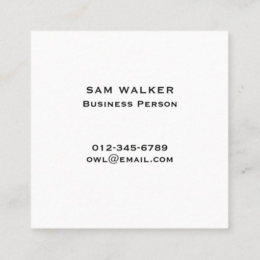 Walking Owl Silhouette | Wildlife Black en White Vierkante Visitekaartje (Achterkant)