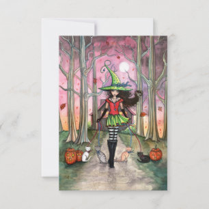 Walking the Cats Halloween-ansichtkaart Kaart
