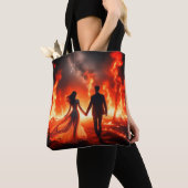 Walking Through the Fire on a Reusable Tote Bag (De près)