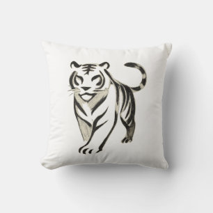 Walking Tiger Tekening - Inkt Kussen Design