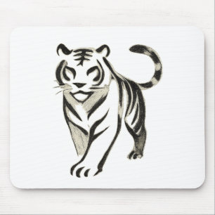 Walking Tiger Tekening - Inkt Muismat Ontwerp