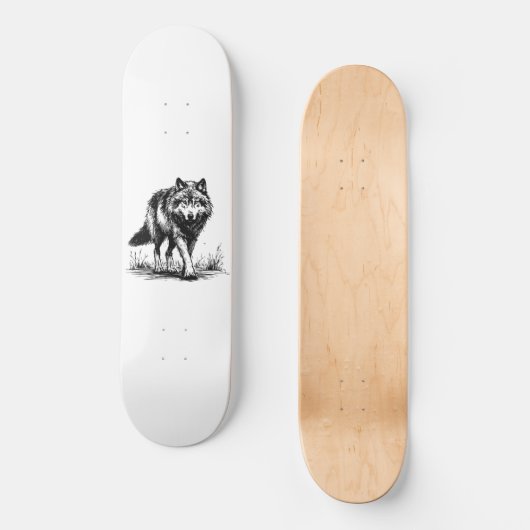 Walking Wolf Illustration Skateboard (Recto)