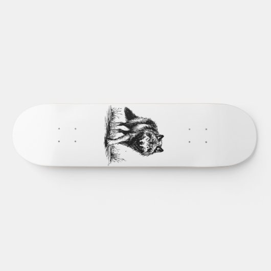Walking Wolf Illustration Skateboard (Horz)