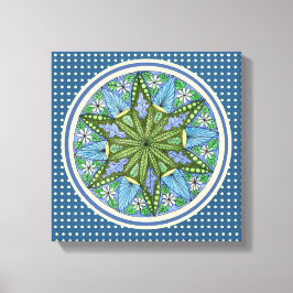 Wall Art Blauw Groen Geel Medaillon Muur Canvas Afdruk