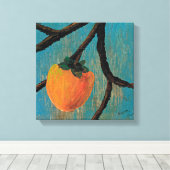Wall Art Persimmon op de Branch Canvas Afdruk (Insitu (Houten vloer))