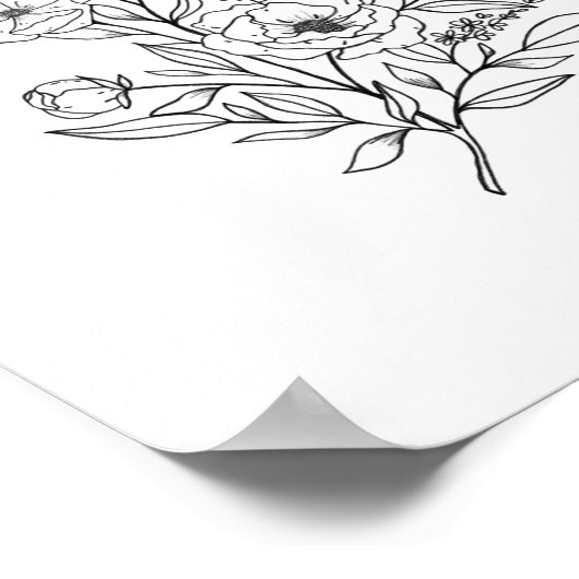 WALL ART PRINT | Fijnse Floral Line Art Print (Hoek)