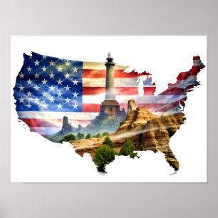 Wall Art USA Kaart Poster