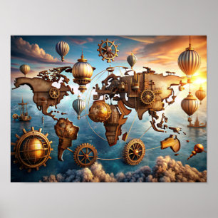 Wall Art Water Color Wereldkaart Poster