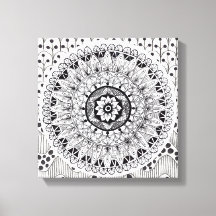 Wall Art Zwart-wit medaillon Doodle
