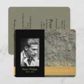 Wall Black Photo Memorial Service Inv Kaart (Voorkant / Achterkant)