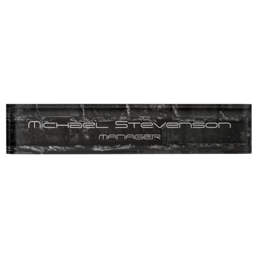 Wall Brick Grey Elegant Modern Desk Naambordje (Voorkant)