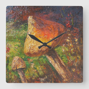 Wall Clock Ann Hayes Painting Mushroom Vierkante Klok