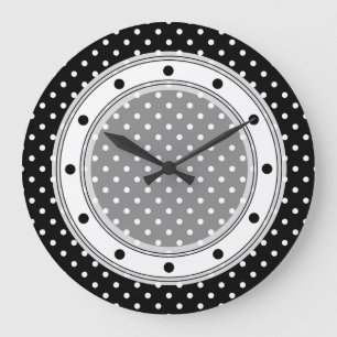 Wall Clock Black en White Polka Dot Grote Klok