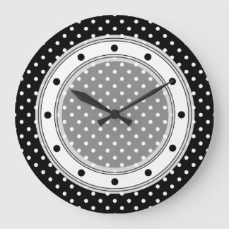 Wall Clock Black en White Polka Dot Grote Klok