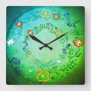 Wall Clock bloem ontwerp stijl Vierkante Klok
