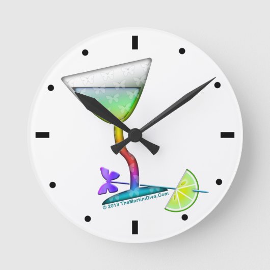WALL CLOCK - BUTTERFLY MARTINI RONDE KLOK (Voorkant)