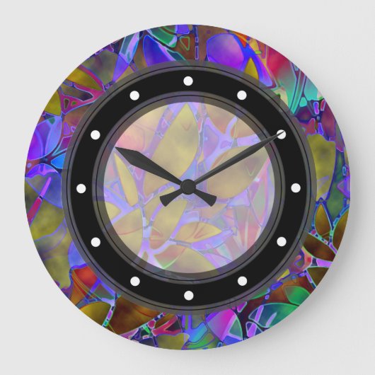 Wall Clock Floral Abstract Glas in lood Grote Klok (Voorkant)