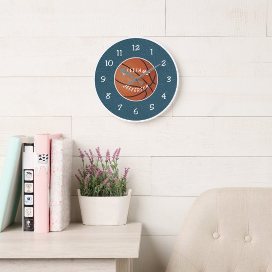 Wall Clock for Basketball Fan personalize Grote Klok (Leeskamer)