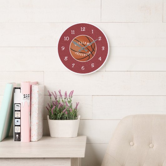 Wall Clock for Basketball Fan personalize Grote Klok (Leeskamer)