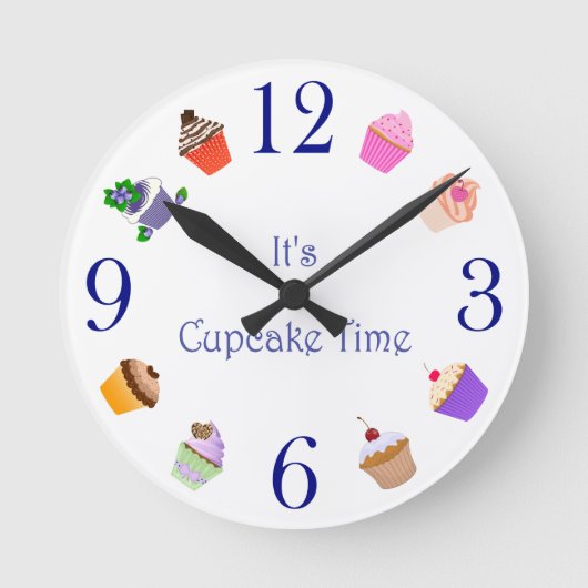 Wall Clock - Het is Cupcake Time Ronde Klok (Voorkant)