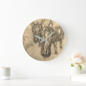 Wall Clock Horses in Sepia Grote Klok (Huis)