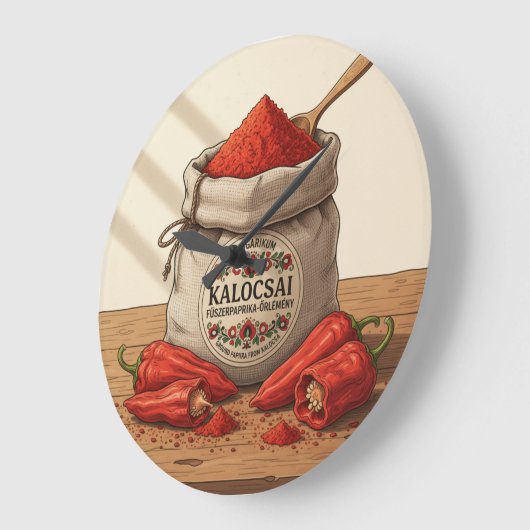 Wall Clock Hungarian Kalocsai Paprika Spice Art Grote Klok (Hoek)
