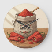 Wall Clock Hungarian Kalocsai Paprika Spice Art Grote Klok (Voorkant)