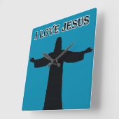Wall Clock  i love jesus Vierkante Klok (Hoek)