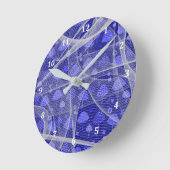 Wall Clock in Blue met paddenstoelen en een Veil l Ronde Klok (Hoek)