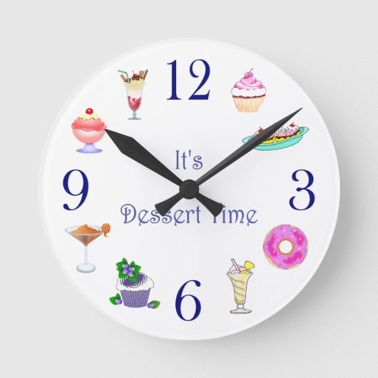 Wall Clock - It's Dessert Time Ronde Klok (Voorkant)