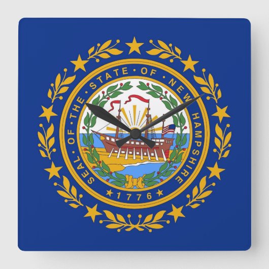 Wall Clock met Flag of New Hampshire, VS Vierkante Klok (Voorkant)