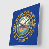 Wall Clock met Flag of New Hampshire, VS Vierkante Klok (Hoek)