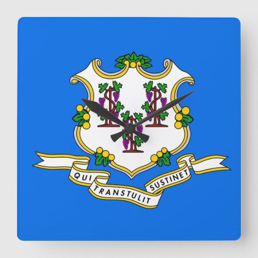 Wall Clock met vlag van Connecticut, VS Vierkante Klok (Voorkant)