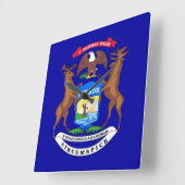 Wall Clock met vlag van Michigan, VS Vierkante Klok (Hoek)