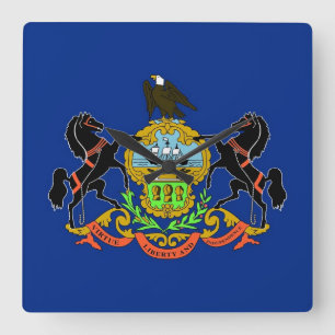 Wall Clock met vlag van Pennsylvania, VS Vierkante Klok