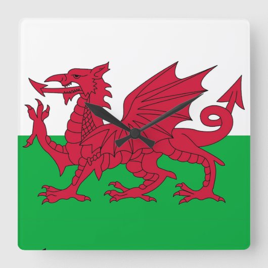 Wall Clock met vlag van Wales Vierkante Klok (Voorkant)