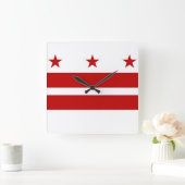 Wall Clock met vlag van Washington DC, VS Vierkante Klok (Huis)