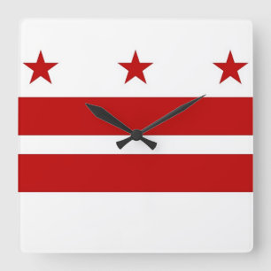 Wall Clock met vlag van Washington DC, VS Vierkante Klok