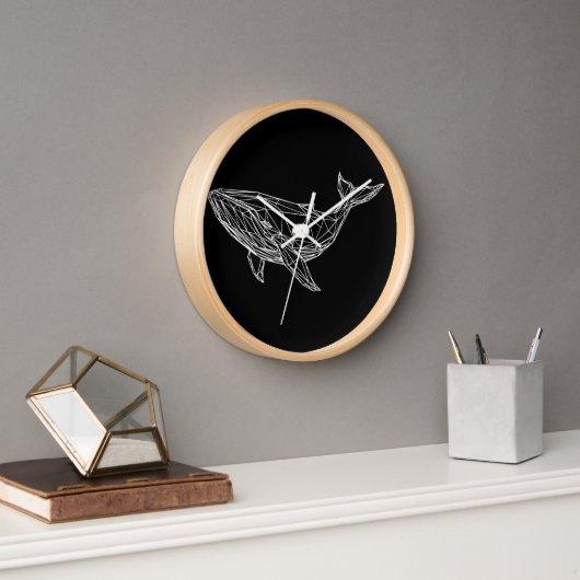 Wall Clock Modern Geometric Whale (Kantoor)