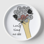 Wall Clock Ostrich "long time no see" (Voorkant)