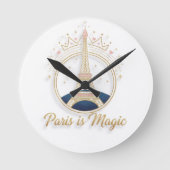 Wall Clock - Paris Elegant Eiffel Tower Ronde Klok (Voorkant)