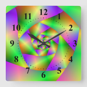 Wall Clock Psychedelic Spiral Vierkante Klok
