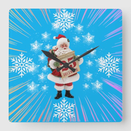 Wall Clock Santa Clause  Vierkante Klok (Voorkant)